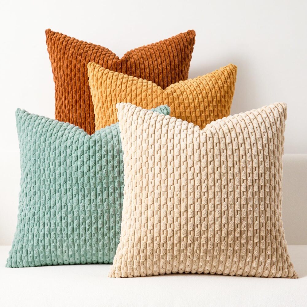 5836 Kevin Textile Decorative Pillow Covers 16x16 Inch Set of 4 Soft Boho